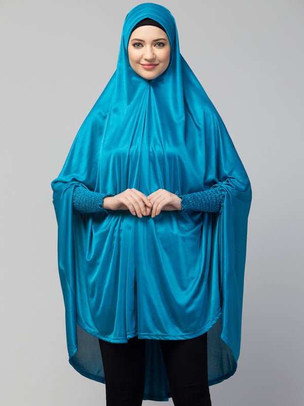 stretchable knee-length jilbab with smoking at wrist
