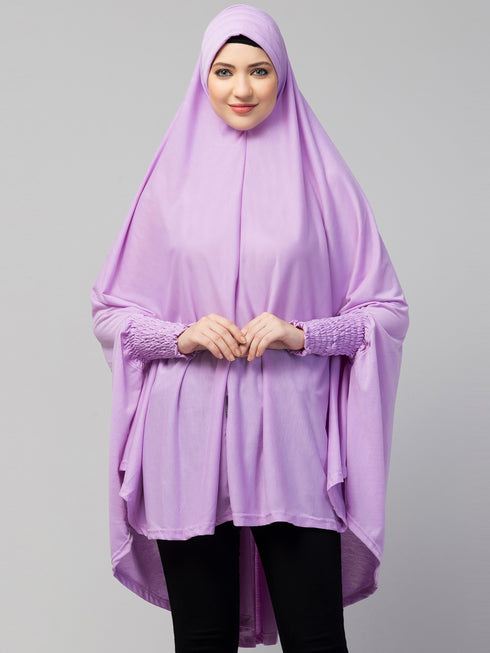 Nazneen stretchable Jersey smoking at sleeve Jilbab cum prayer khimar Hijab