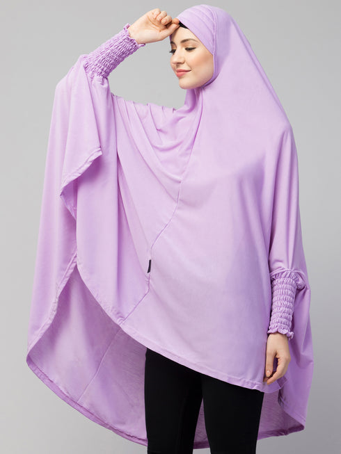 Nazneen stretchable Jersey smoking at sleeve Jilbab cum prayer khimar Hijab