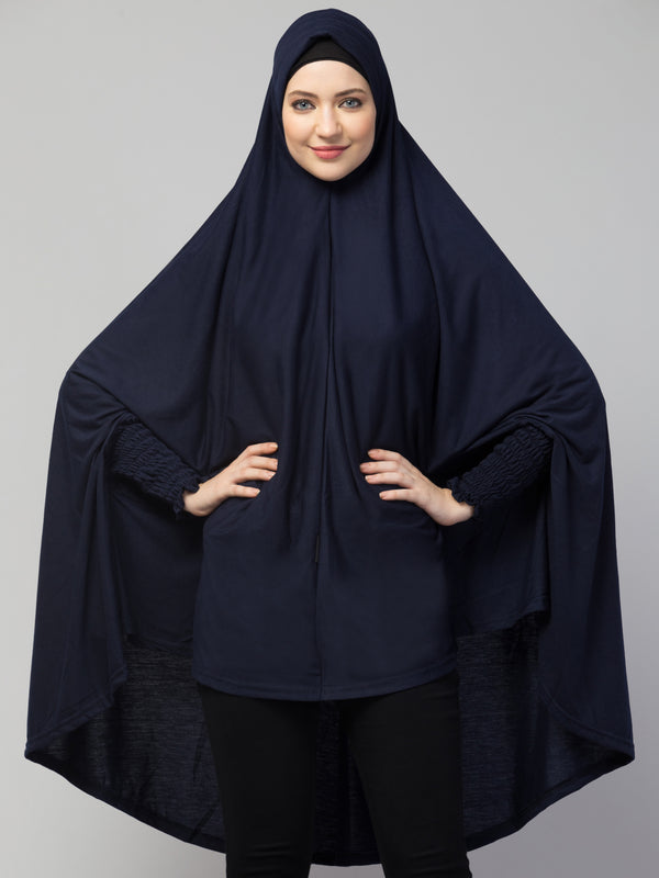 Nazneen stretchable Jersey smoking at sleeve Jilbab cum prayer khimar Hijab
