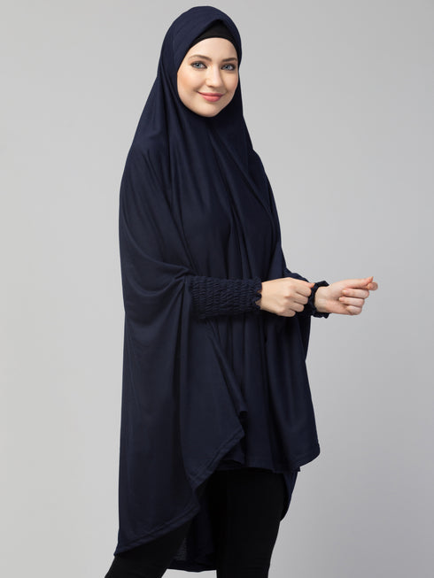 Nazneen stretchable Jersey smoking at sleeve Jilbab cum prayer khimar Hijab