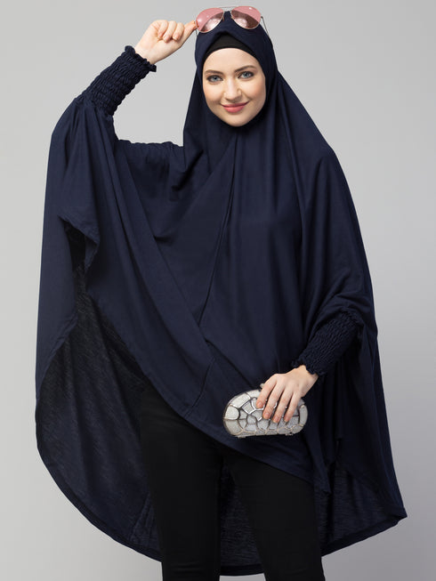 Nazneen stretchable Jersey smoking at sleeve Jilbab cum prayer khimar Hijab