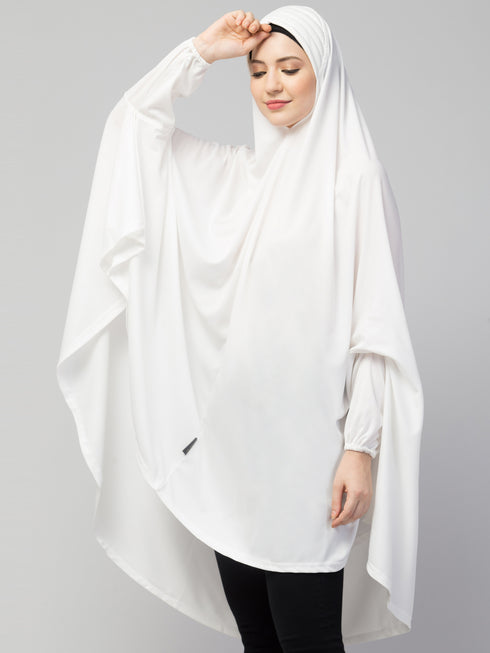 Nazneen stretchable Jersey elastic at wrist with sleeve Jilbab cum prayer khimar Hijab