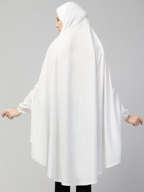 Nazneen stretchable Jersey elastic at wrist with sleeve Jilbab cum prayer khimar Hijab