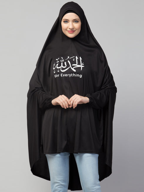 Black Polyester Gold Printed Hijab