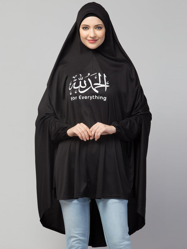 Black Polyester Gold Printed Hijab