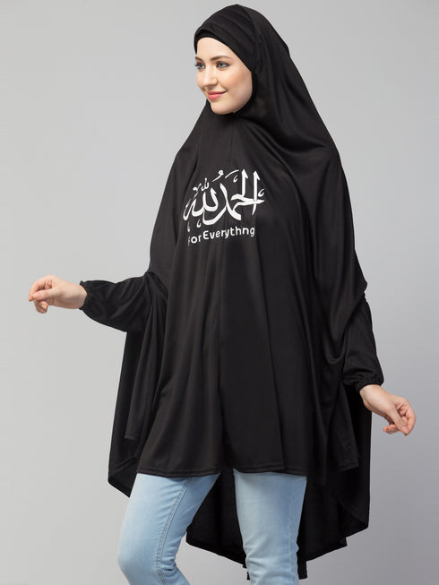 Black Polyester Gold Printed Hijab