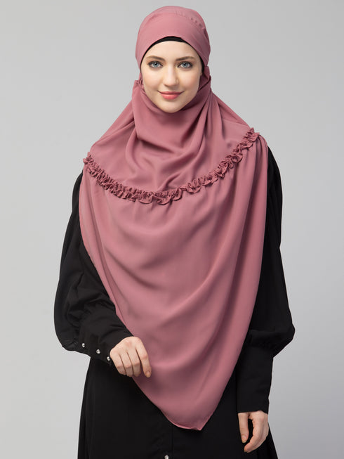 Nazneen Frill around shoulder, Triangle instant ready to wear tie at back Trendy Hijab