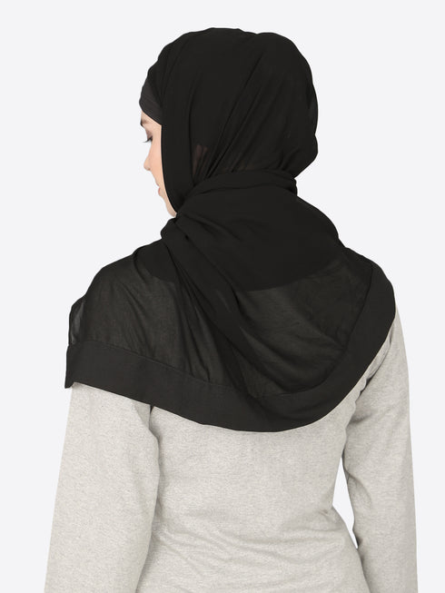 nazneen georgette plain black band hijab 30x78