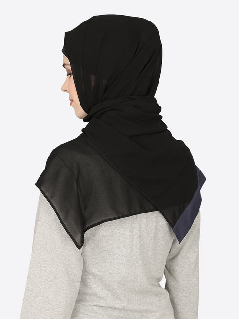 Blue Band Plain Black Hijab