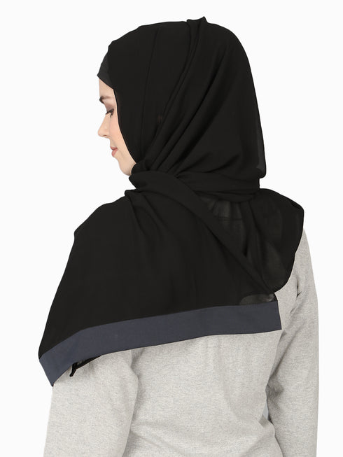 Navy Band Plain Black Hijab