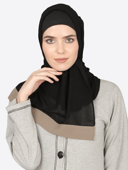 black georgette plain hijab
