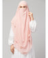 Pink Polyester georgette Triangle tow layers tie at back Ready to wear Hijab cum Naqab