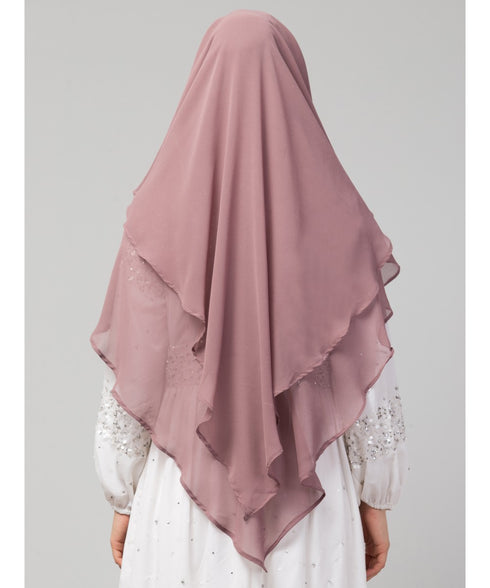 mauve georgette two-layer tie-back ready-to-wear hijab cum naqab
