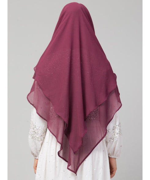 Plum Polyester georgette Triangle tow layers tie at back Ready to wear Hijab cum Naqab