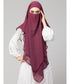 Plum Polyester georgette Triangle tow layers tie at back Ready to wear Hijab cum Naqab