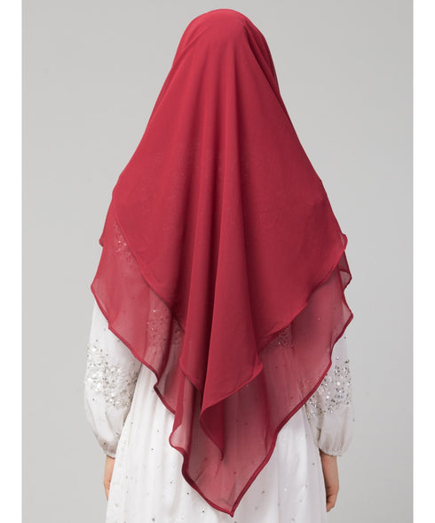 Maroon Polyester georgette Triangle tow layers tie at back Ready to wear Hijab cum Naqab