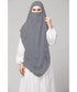 Grey Polyester georgette Triangle tow layers tie at back Ready to wear Hijab cum Naqab