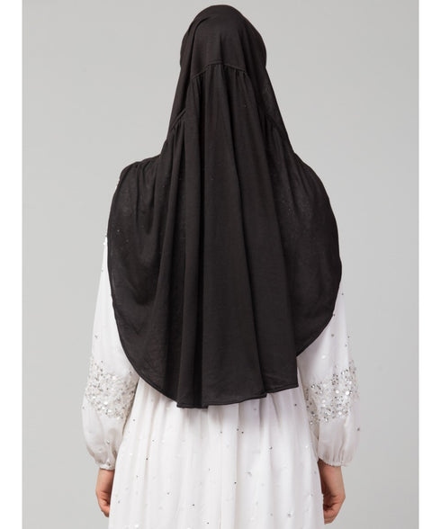 Black 100% Viscose Knits/ Hosiery gathered Instant Ready to Wear Prayer Hijab