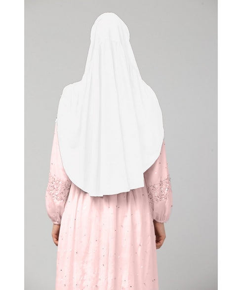 White 100% Viscose Knits/ Hosiery gathered Instant Ready to Wear Prayer Hijab