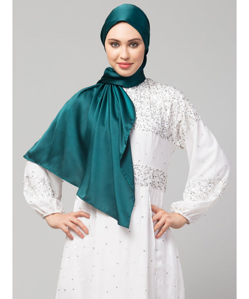 Peacock Teal Silky Satin Royal Touch Silky Shiny Solid Hijab