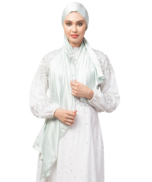 Sea Foam Silky Satin Royal Touch Silky Shiny Solid Hijab