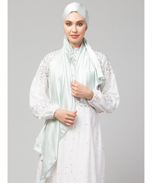 Sea Foam Silky Satin Royal Touch Silky Shiny Solid Hijab