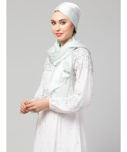 Sea Foam Silky Satin Royal Touch Silky Shiny Solid Hijab