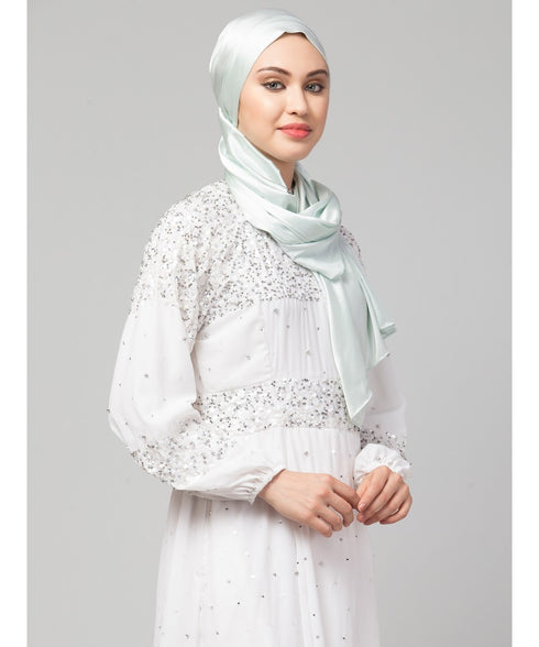 Sea Foam Silky Satin Royal Touch Silky Shiny Solid Hijab