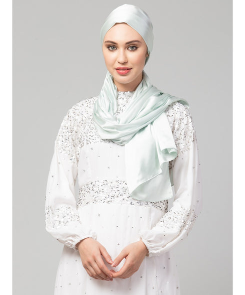 Sea Foam Silky Satin Royal Touch Silky Shiny Solid Hijab