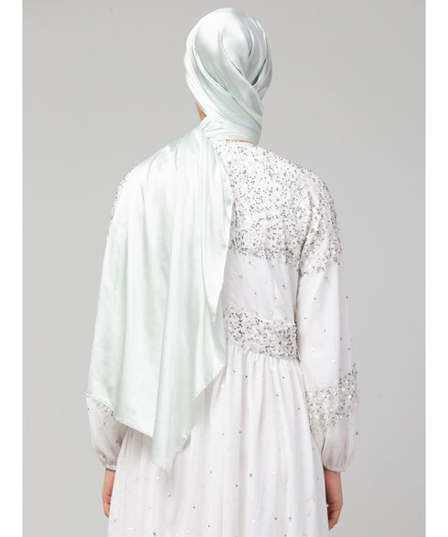 Sea Foam Silky Satin Royal Touch Silky Shiny Solid Hijab