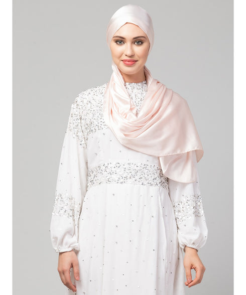 Pastel Pink Silky Satin Royal Touch Silky Shiny Solid Hijab