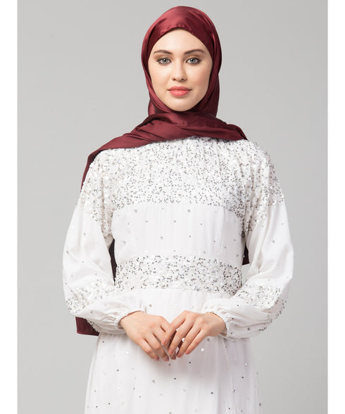 Scarlet Maroon Silky Satin Royal Touch Silky Shiny Solid Hijab