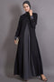 black and grey poly crepe plain casual abaya