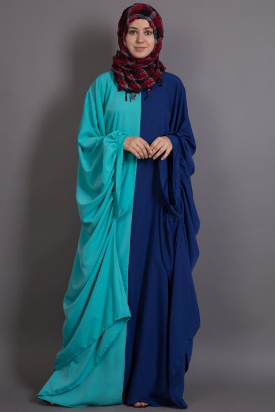 Blue Poly Crepe Plain Casual Islamic Abaya