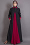 Black And Maroon Poly Crepe Plain Islamic Abaya