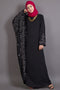 Black Poly Crepe Embroidered Islamic Ramadan Abaya