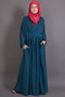 Teal Poly Crepe Plain Islamic Abaya