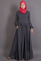 Grey Poly Crepe Plain Islamic Abaya