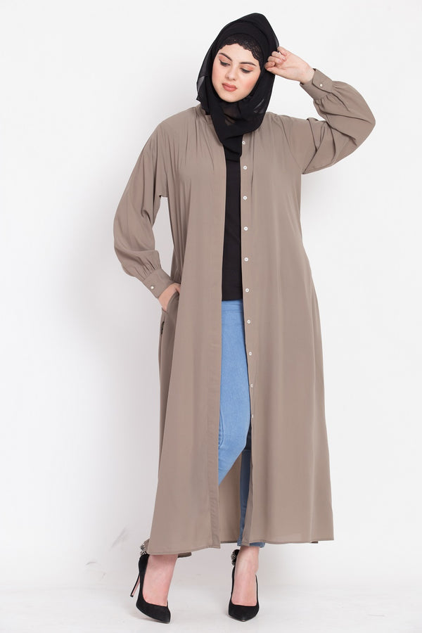 Nazneen Hidden Pleacket Front Open Casual Abaya