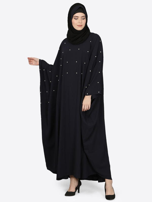 Nazneen Pearl Beaded Black Kaftan