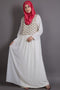 Off White Poly Georgette Plain Islamic EID Party Abaya