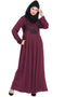 Nazneen Hand Embroidered Wine Party Abaya