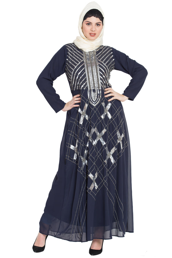 Nazneen Beads Sequins Embellished Party Abaya