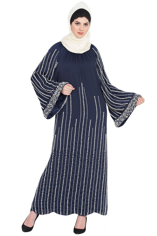 Nazneen Full Hand Work Pearls Embellished Wedding Abaya