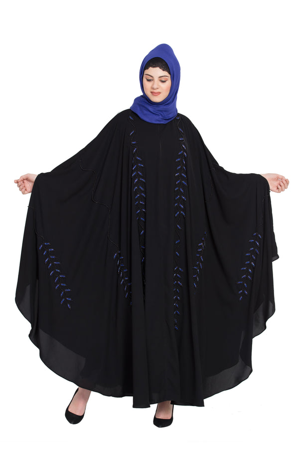 Nazneen Black Blue Hand Work Irani Kaftan