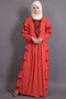 Orange Crepe Embroidered Party Islamic Abaya