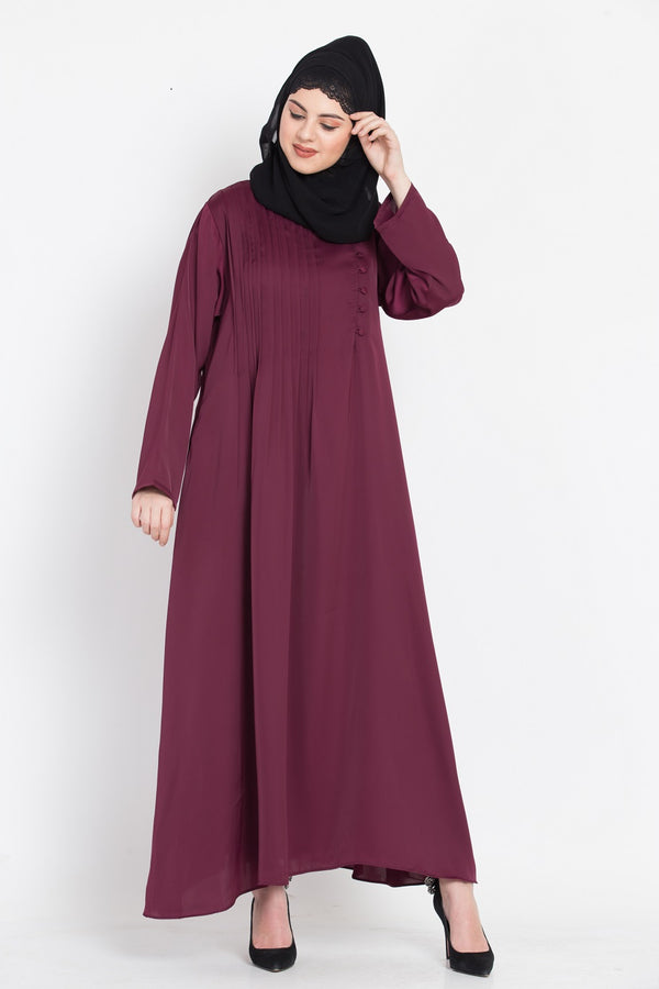 Nazneen Pin Tuck Side Placket Abaya
