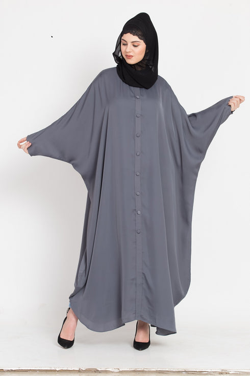 Nazneen Front Open Self Button Butterfly Kaftan