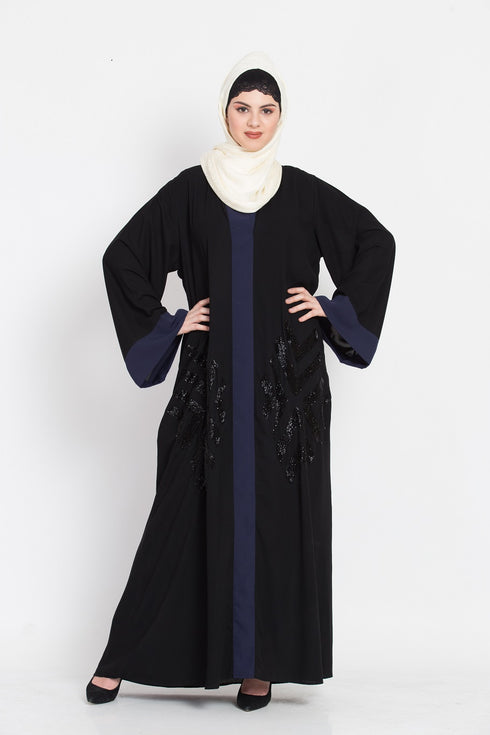 Nazneen Contrast Band Hand Work Dubai Kaftan